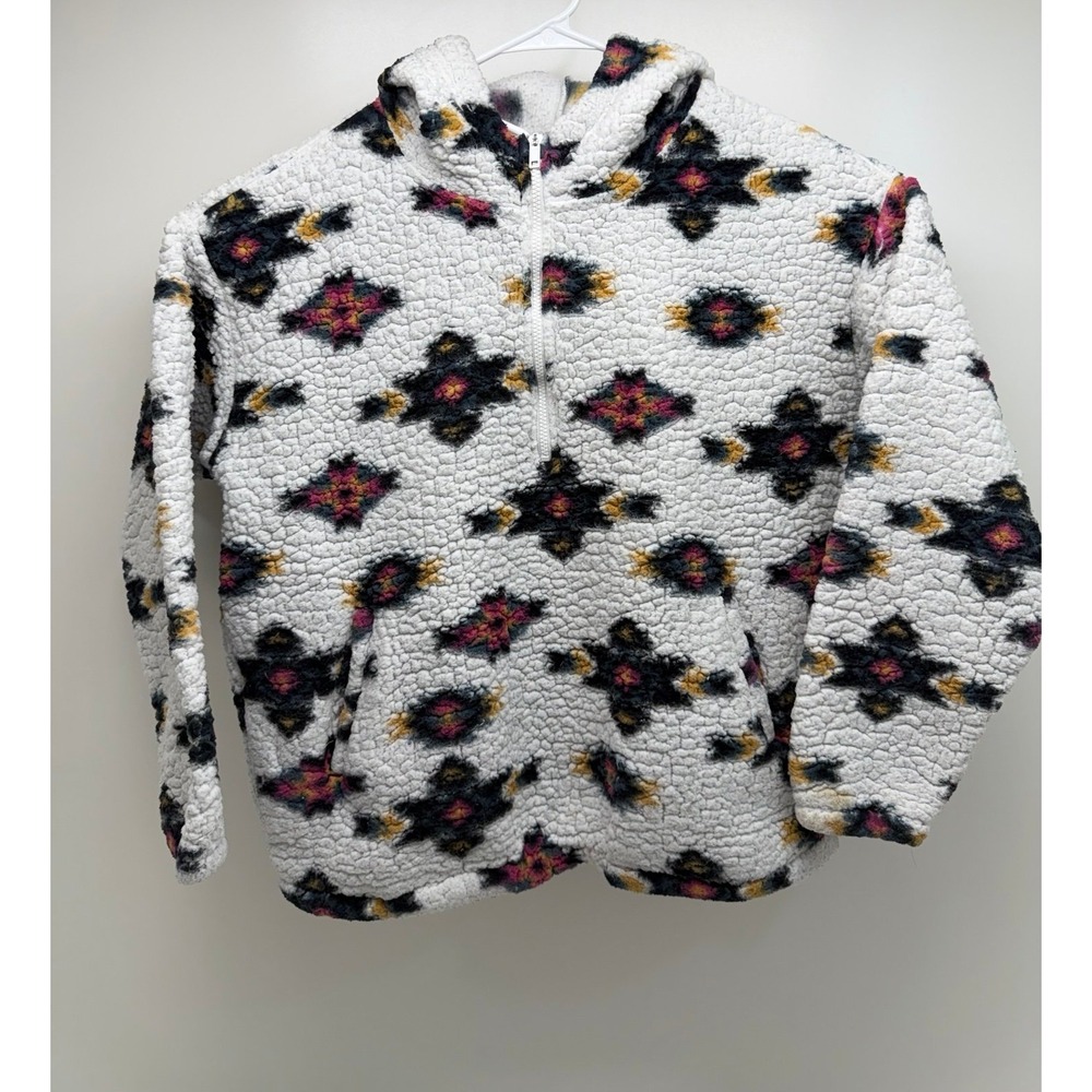 Wrangler Retro Women's Southwestern Aztec 1/4 Zip Sherpa Fleece Pullover Large